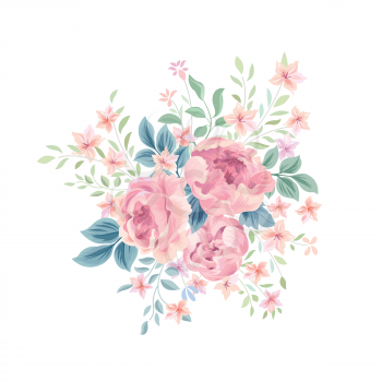 Floral background. Flower bouquet. Flourish spring floral greeting card design