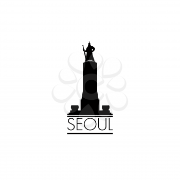 Seoul city symbol, South Republic of Korea. Korean famous tourist monument to Admiral Yin-Sin icon.