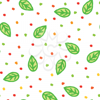 Floral seamless pattern with leaves over white background. Hand drawn fabric ornamental background. Floral line art decor design