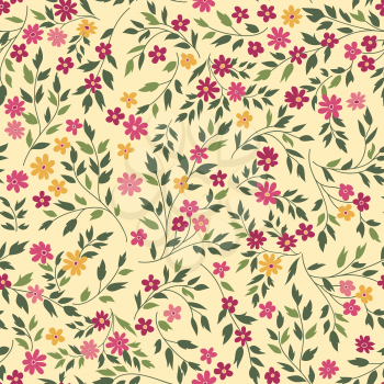 Floral seamless pattern. Spring flowers background. Flourish wallpaper with plants and flowers chamomile.