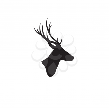 Deer head silhouette. Wild animal reindeer drawn profile