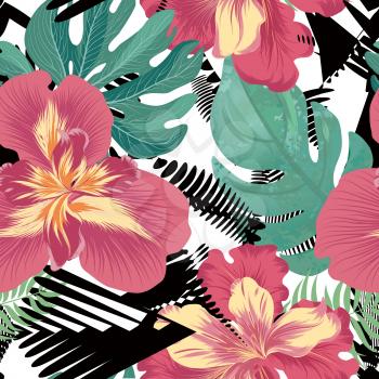 Floral seamless pattern. Flower background. Flourish garden texture with flowers iris. Flourish nature garden textured wallpaper