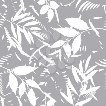Floral seamless pattern with abstract shaped and leaves. Artistic drawn background