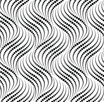 Wavy dotted line seamless pattern. Ornamental wavy texture. Abstract dot background