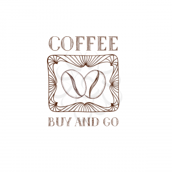Coffee bean icon. Hand drawn doodle sketch vector symbol of coffee shop