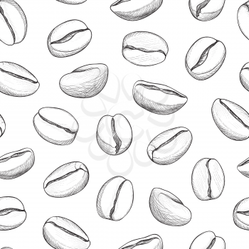 Coffee seamless pattern. Coffee beans hand-drawn background
