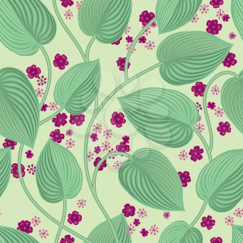 Floral seamless pattern. Leaves and flowers garden art backdrop