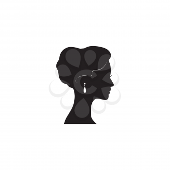 Woman face silhouette. Lady profile with retro hairstyle