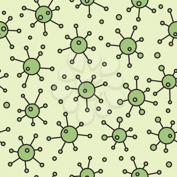 Virus epidemic seamless pattern. Backdrop with illustration of novel Coronavirus 2019-nCoV background. Ornamental COVID-19 medical design. Abstract bacterium tile texture.