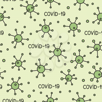 Virus seamless pattern. Abstract bacterium backdrop. Tile illustration of novel Coronavirus 2019 - nCoV microbe background. Ornamental COVID-19 medical design.
