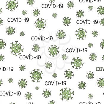 Virus epidemic seamless pattern. Backdrop with illustration of novel Coronavirus 2019-nCoV background. Ornamental COVID-19 medical design. Abstract bacterium tile texture.
