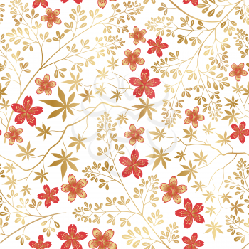 Floral seamless pattern. Flower decorative tile background. Flourish ornamental wallpaper with flowers in retro oriental style.