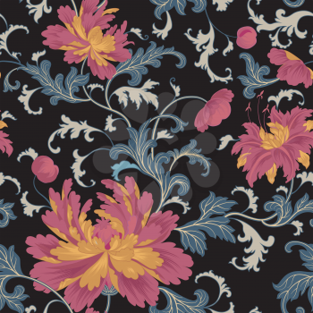 Floral pattern. Flower seamless background. Flourish ornamental garden wallpaper