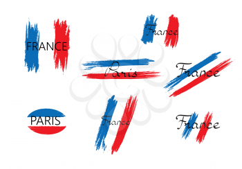 French flag with handwritten lettering France brush stroked national country design element
