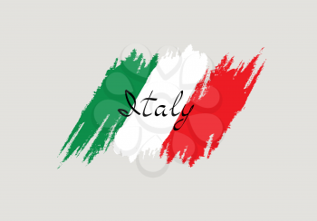 Italian flag with handwritten lettering Italy brush stroked national country design element