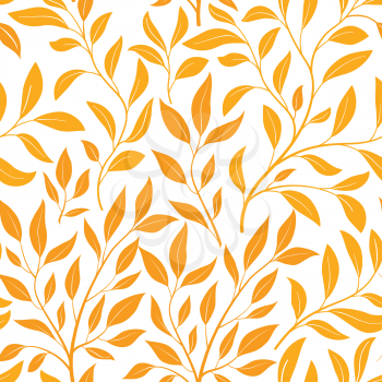 Autumn leaves seamless pattern. Leaf icon set in ornamental tile floral background. Fall nature backdrop.