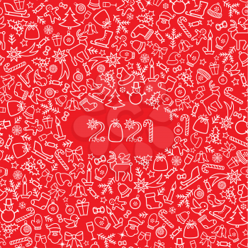 Happy New Year 2021. Snow winter holiday red background. Christmas greeting card with lettering.