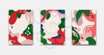 Set of abstract floral background designs for summer holiday with leaves. Card templates for summer sale, social media promotional content. Vector illustration
