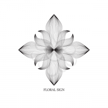 Abstract elegant flower logo icon line art design. Universal creative premium floral drawn symbol.