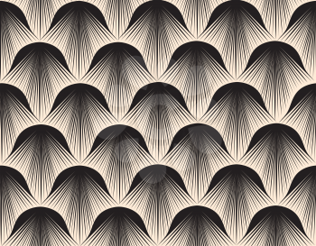 Abstract geometric pattern with stripe lines. Artistic fan shape floral ornamental tile background.