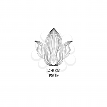 Floral sign. Abstract elegant flower logo icon line art design. Universal creative floral drawn symbol.
