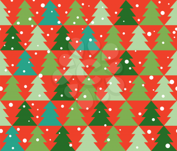 Christmas Icon Seamless Pattern with New Year Tree. Happy Winter Holiday Wallpaper with Nature Snowv Decor elements. Christmas Fir Tree geometrical tiled background design