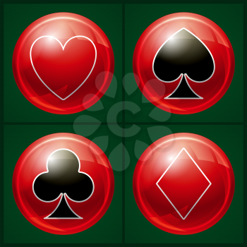 Poker club casino symbol. Playing cards elements set. Casino games icon. Casino logo isolated. Casino games button. Vector illustration.