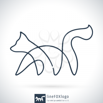 One line design fox logo template. Fox logotype for corporate identity. Vector illustration.