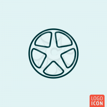 Wheel Icon logo line flat design. Vector illustration.
