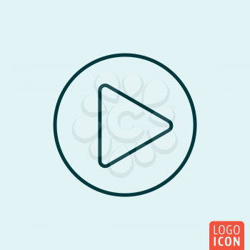 Play button Icon logo line flat design. Vector illustration.