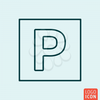Parking Icon logo line flat design. Vector illustration.