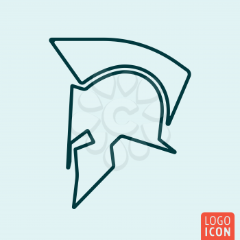 Spartan helmet Icon logo line flat design. Vector illustration.