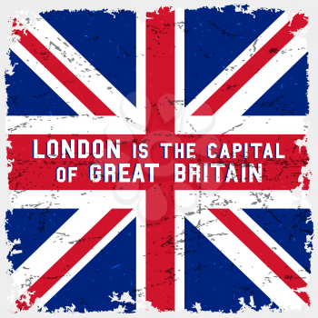 England flag vintage poster. T-shirt print design. London is the capital of great britain. Vector illustration.