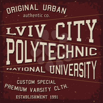 Lviv city vintage. T-shirt print design. Ukrainian city poster. Vector illustration.