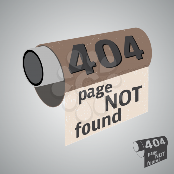 Error 404 page not found background. Toilet paper with error message. Vector illustration.