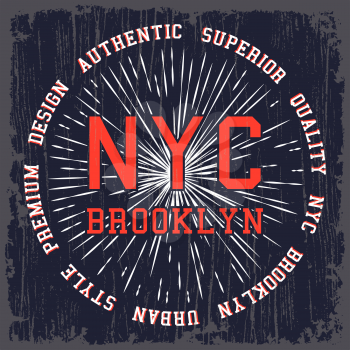 T-shirt print design. Vintage NYC Brooklyn poster. Vector illustration.