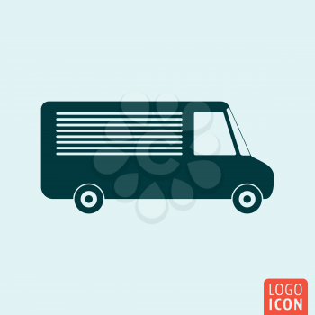 Delivery bus icon. Delivery bus logo. Delivery bus symbol. Cargo bus icon. Vehicle icon isolated. Transport icon minimal design. Vector illustration.