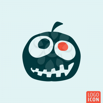 Halloween pumpkin icon. Halloween pumpkin logo. Halloween pumpkin symbol. Halloween pumpkin icon isolated minimal design. Vector illustration.