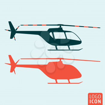 Helicopter icon. Helicopter logo. Helicopter symbol. Silhouette helicopter icon isolated, minimal design. Vector illustration