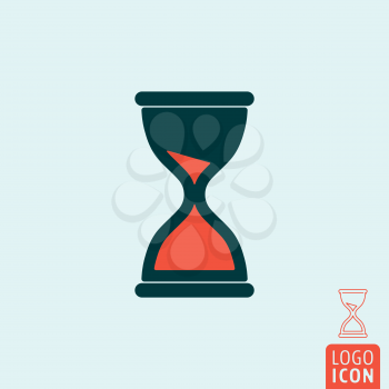 Sand clock icon. Sand clock logo. Sand clock symbol. Hourglass icon isolated. Sandglass icon minimal design. Vector illustration