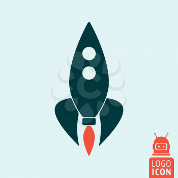 Rocket icon. Rocket logo. Rocket symbol. Launch rocket and astronaut helmet icons isolated, minimal design. Vector illustration