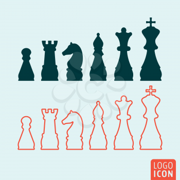 Chess icon. Chess logo. Chess symbol. Chess figures icon isolated, minimal design. Vector illustration