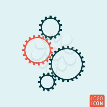 Gear setting icon. Gear setting logo. Gear setting symbol. Mechanism icon. Support service icon. Cog wheel icon minimal design. Vector illustration.
