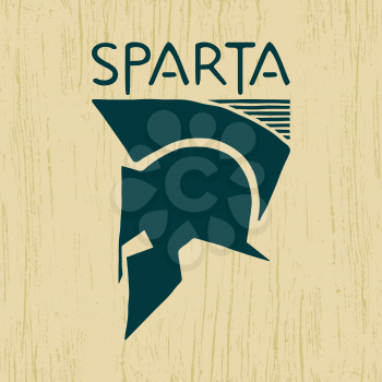 Spartan helmet icon. Sparta logotype. Element t-shirt printing. Vector illustration.