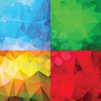 Set of abstract colorful backgrounds. Polygonal  vector.