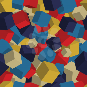 Seamless pattern with 3d multicolored cubes. Vector design.