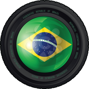 Camera Lens with Federative Republic of Brazil Flag. Vector design.