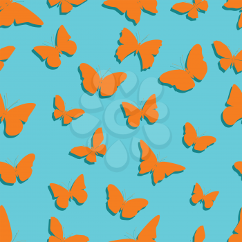 Seamless pattern of butterflies. Colored vector illustration.