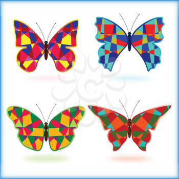 Set of abstract images of a butterfly. Vector design.