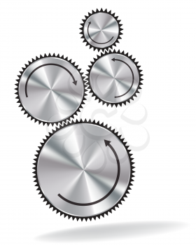 Metal gear wheels on white background. Vector illustration.